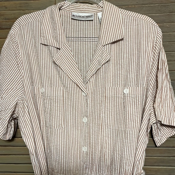 Brownstone Studio Dresses & Skirts - Vintage Brownstone Studio short sleeve, striped, button down dress Size XL